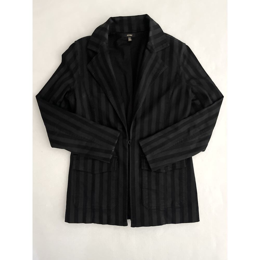 AFRM Blazer Jacket Womens M Black Striped Corset Lace Up Gothic Rock Punk